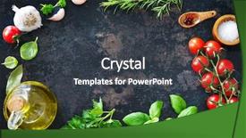  Presentation with olive oil and products - Presentation having boarders - olive oil tomatoes garlic parsley background and a dark gray colored foreground