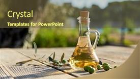  Presentation with olive oil - Slide deck with olive-oil-with-fresh-olives background and a tawny brown colored foreground