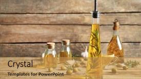  Presentation with olive - PPT layouts consisting of olive oil with spices background and a yellow colored foreground
