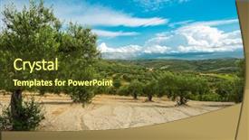  Presentation with plantation - Audience pleasing presentation theme consisting of olive plantation on the crete greece backdrop and a tawny brown colored foreground