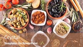  Presentation with handmade spa olive oils soap - Cool new presentation design with olive tapenade breadstick backdrop and a coral colored foreground