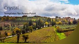  Presentation with olive trees - Beautiful presentation theme featuring olive-trees-on-green-grassy backdrop and a light blue colored foreground