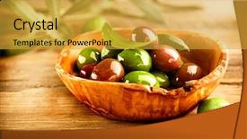  Presentation with vegan - Beautiful presentation theme featuring olives and olive oil backdrop and a  colored foreground