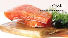  Presentation with meat food - Audience pleasing presentation theme consisting of olives and white cheese backdrop and a lemonade colored foreground