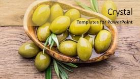  Presentation with bowl - PPT theme with olives in the wooden bowl background and a yellow colored foreground
