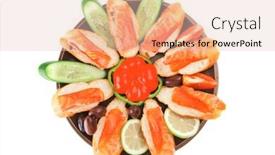  Presentation with salmon dish - Audience pleasing slides consisting of olives salmon and pepper served on dish backdrop and a lemonade colored foreground