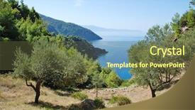  Presentation with greek - Beautiful PPT theme featuring olivier - looking down to the coastline backdrop and a  colored foreground