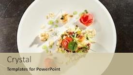  Presentation with mayonnaise - Amazing slide deck having olivier-salad-with-crab-meat backdrop and a soft green colored foreground