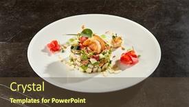  Presentation with mayonnaise - Audience pleasing slide set consisting of olivier-salad-with-crab-meat backdrop and a tawny brown colored foreground