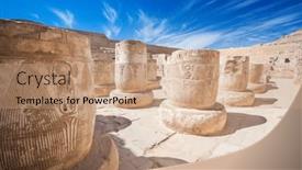  Presentation with temple - PPT layouts enhanced with olumns-of-medinet-habu-temple background and a coral colored foreground