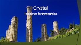  Presentation with plastic waste dumping site - Slide deck featuring olympia archeological site peloponnese greece background and a navy blue colored foreground