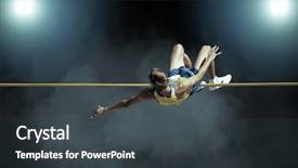  Presentation with high jump - Colorful slide deck enhanced with olympic backgrounds - athlete in action of high backdrop and a  colored foreground