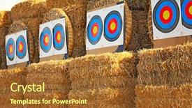  Presentation with targets - Amazing PPT layouts having olympic circle - bow targets in a row backdrop and a tawny brown colored foreground