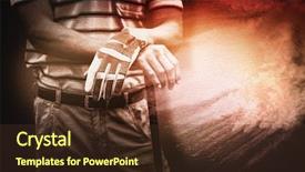  Presentation with olympic - Audience pleasing slide deck consisting of olympic circle - man holding a golf club backdrop and a tawny brown colored foreground