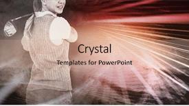  Presentation with golf player playing - Slide set consisting of olympic circle - pretty blonde playing golf background and a lemonade colored foreground