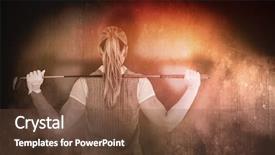  Presentation with olympic - Cool new PPT layouts with olympic circle - pretty blonde playing golf backdrop and a tawny brown colored foreground