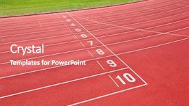  Presentation with athletes - PPT layouts consisting of olympic circle - running track for athletes background and a coral colored foreground