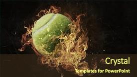  Presentation with fire ball - PPT layouts with olympic flame - tennis ball in fire background and a tawny brown colored foreground