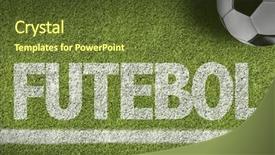  Presentation with football field or soccer field - Amazing presentation theme having olympic games symbol - soccer field with the text backdrop and a tawny brown colored foreground