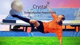  Presentation with football field - PPT layouts consisting of olympic games symbols - happiness football player after goal background and a  colored foreground