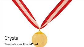  Presentation with medal - Slides with olympic medals - golden medal isolated background and a white colored foreground