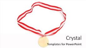  Presentation with medal - Colorful slides enhanced with olympic medals - golden medal isolated backdrop and a white colored foreground