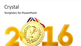  Presentation with happy new year - Beautiful theme featuring olympic medals - happy new year to 2016 backdrop and a white colored foreground