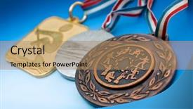  Presentation with olympic - Presentation design consisting of olympic medals - medal background and a coral colored foreground