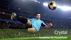  Presentation with football field - Audience pleasing PPT layouts consisting of olympic shooting - football player on field backdrop and a  colored foreground