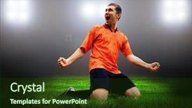  Presentation with football goal post american field - Cool new theme with olympic shooting - happiness football player after goal backdrop and a tawny brown colored foreground