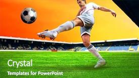  Presentation with football blue - PPT theme with olympic shooting - happiness football player after goal background and a  colored foreground