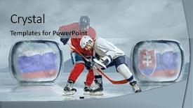  Presentation with ice hockey - Amazing slide deck having olympic shooting - ice hockey players backdrop and a light blue colored foreground