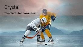  Presentation with nhl hockey ice referee - Audience pleasing presentation design consisting of olympic shooting - ice hockey players backdrop and a coral colored foreground