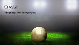  Presentation with olympic - Presentation featuring olympic shooting - soccer ball on the field background and a light gray colored foreground