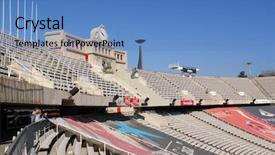  Presentation with olympic - Beautiful slide set featuring olympic stadium barcelona backdrop and a teal colored foreground