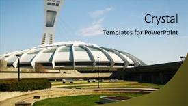  Presentation with olympic games - Cool new presentation theme with olympic stadium montreal canada backdrop and a light blue colored foreground