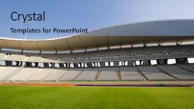  Presentation with olympic - Presentation theme enhanced with olympics team - empty olympic stadium shot background and a light blue colored foreground