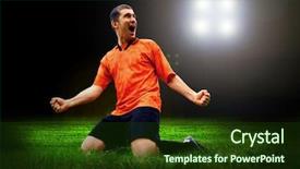  Presentation with team player - Slides having olympics team - happiness football player after goal background and a  colored foreground