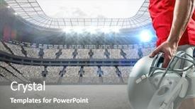  Presentation with team player - Slide deck enhanced with olympics team - mid-section of american football player background and a  colored foreground