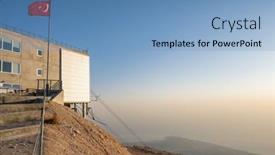  Presentation with cable - Audience pleasing slide deck consisting of olympos-teleferik-cable-car-station backdrop and a teal colored foreground