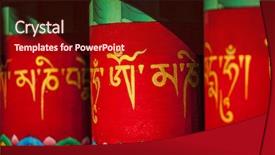  Presentation with himachal pradesh - Cool new PPT layouts with om - buddhist prayer wheels with om backdrop and a tawny brown colored foreground