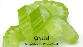  Presentation with process division of cell isolated - Theme featuring om - chopped celery stalk slices isolated background and a  colored foreground