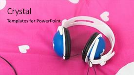  Presentation with pink - PPT theme consisting of om - head phones laying om pink background and a coral colored foreground