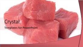  Presentation with raw meat beef veal shank - PPT theme having om - raw chopped beef meat pieces background and a coral colored foreground