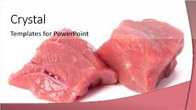  Presentation with raw meat beef veal shank - PPT layouts with om - raw chopped beef meat pieces background and a white colored foreground