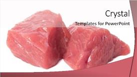  Presentation with raw meat - PPT theme with om - raw chopped beef meat pieces background and a  colored foreground