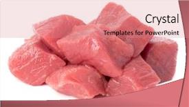  Presentation with raw meat - Theme with om - raw chopped beef meat pieces background and a coral colored foreground