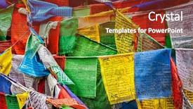  Presentation with prayer - Cool new PPT theme with om - tibetan buddhism prayer flags lungta backdrop and a tawny brown colored foreground