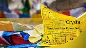  Presentation with prayer - Slides enhanced with om - tibetan buddhism prayer flags lungta background and a gold colored foreground
