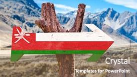  Presentation with oman - Slide deck consisting of oman flag wood sign with mountains background background and a coral colored foreground